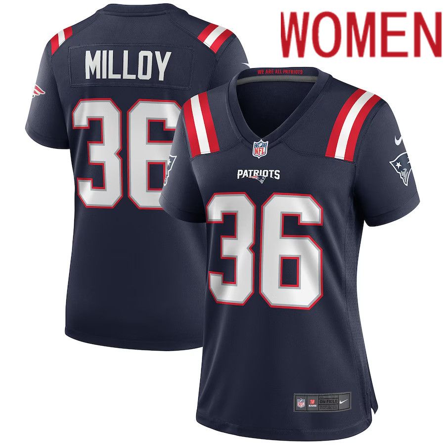 Women New England Patriots 36 Lawyer Milloy Nike Navy Game Retired Player NFL Jersey